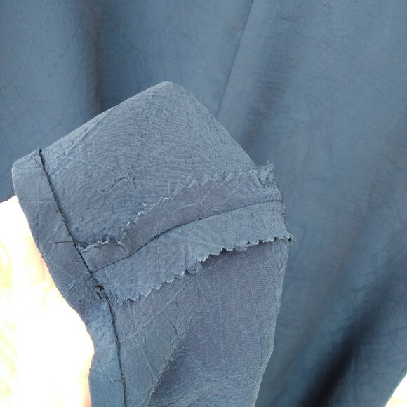 Amish Mennonite Cape Dress PLUS SIZE 48"B 41"W Navy Blue Crinkle Handmade - Picture 8 of 10